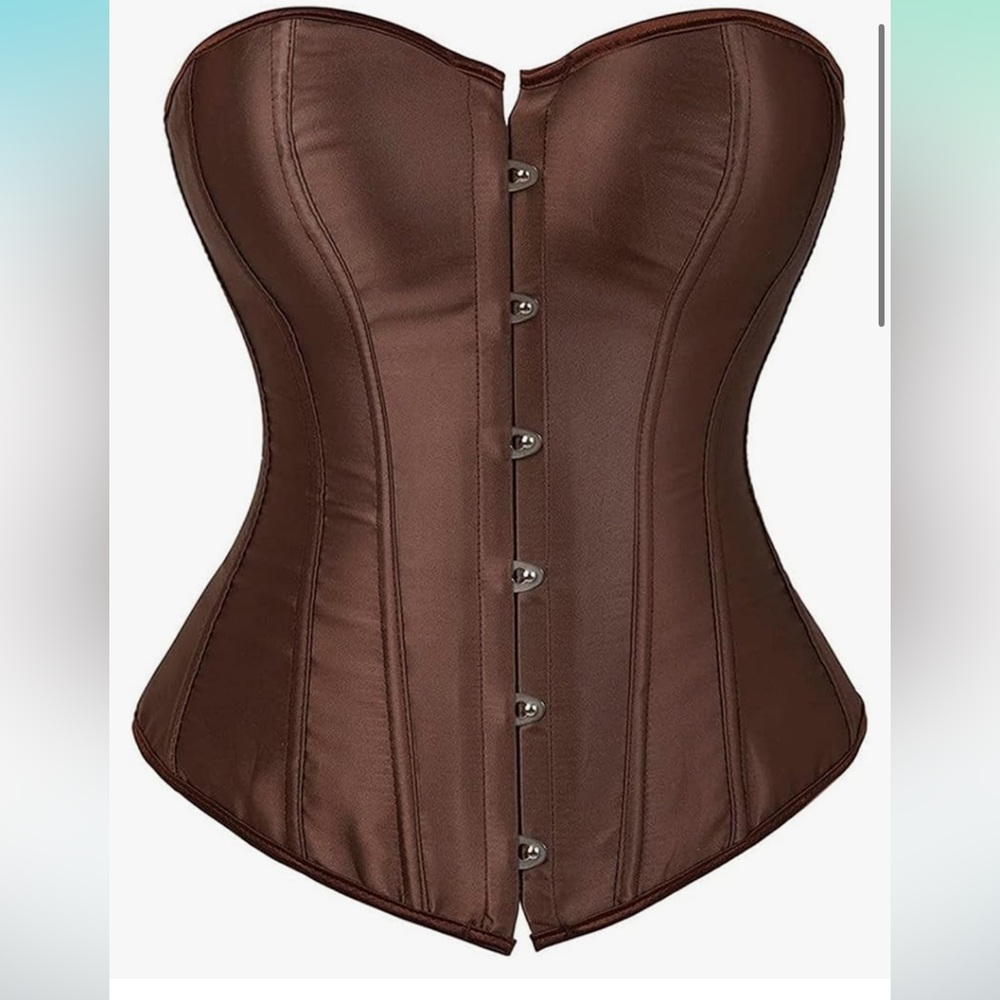 Corset Tops for Women Satin Lace Up Corset Top Brown